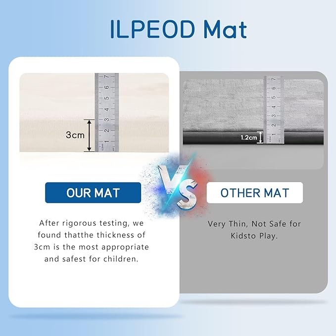 ILPEOD Baby Play Mat for Floor Tummy Time Mat Nursery Rug Muscle Mat Area Rug Playroom Rug Tatami Mat 79"x118" Memory Foam 1.3" Thick Crawling Mat for Babies,Toddlers, Infants, (Cream)