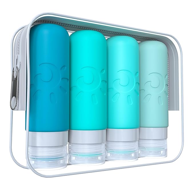 Zafit Travel Bottles for Toiletries, TSA Approved Travel Containers 3oz Leak Proof Travel Tubs Refillable Liquid Travel Accessories for Shampoo Conditioner Lotion Body Wash(Multicolored H)