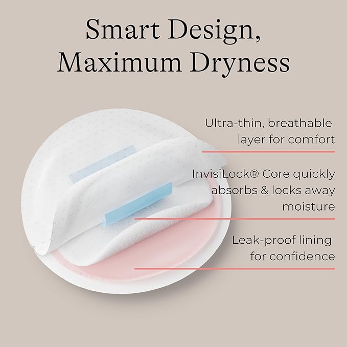 Lansinoh Stay Dry Disposable Nursing Pads, Soft and Super Absorbent Breast Pads, Breastfeeding Essentials for Moms, 100 Count