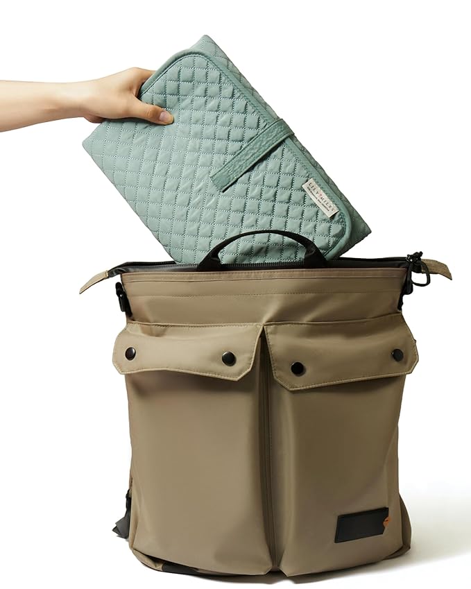 Lily Miles Baby Changing Pad Portable, Diaper Changing Mat with Magnetic Latches, Travel Pad for Diaper Bag, Baby Essentials, Wipeable & Waterproof Mat (Willow Green, Regular)