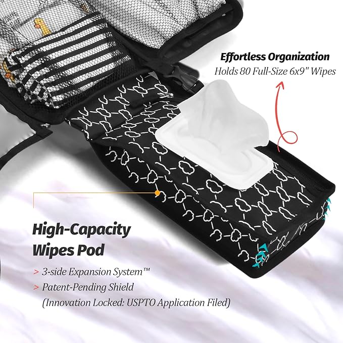 Portable Diaper Changing Pad - Changing Pad Portable with Wipes Pocket, Waterproof Diaper Changing Mat, Portable Changing Pad for Baby, Newborn Gift (Black)