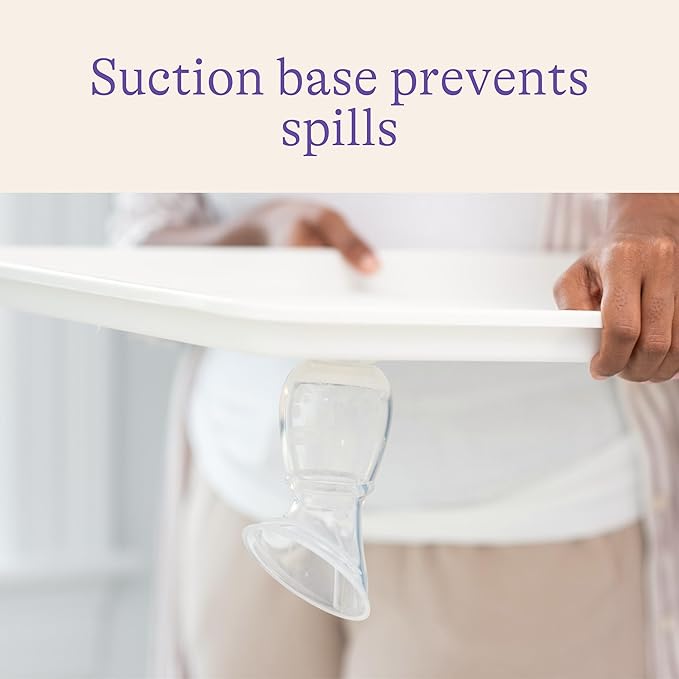 Lansinoh Silicone Milk Collector Breast Pump for Breastfeeding with Suction Base, 4 Ounces, Portable and Lightweight, With Neck Strap and Protective Lid, 1 Count