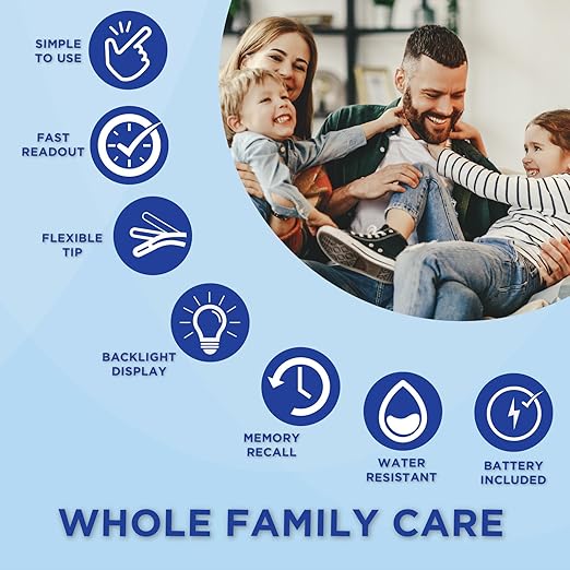 Healthwise Digital Thermometer | 8-Second Readout | Jumbo Backlit Display | Flexible Tip