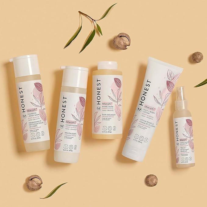 The Honest Company Foaming Bubble Bath, Gentle for Baby, Naturally Derived, Tear-free, Hypoallergenic, Sweet Almond Nourish, 12 fl oz