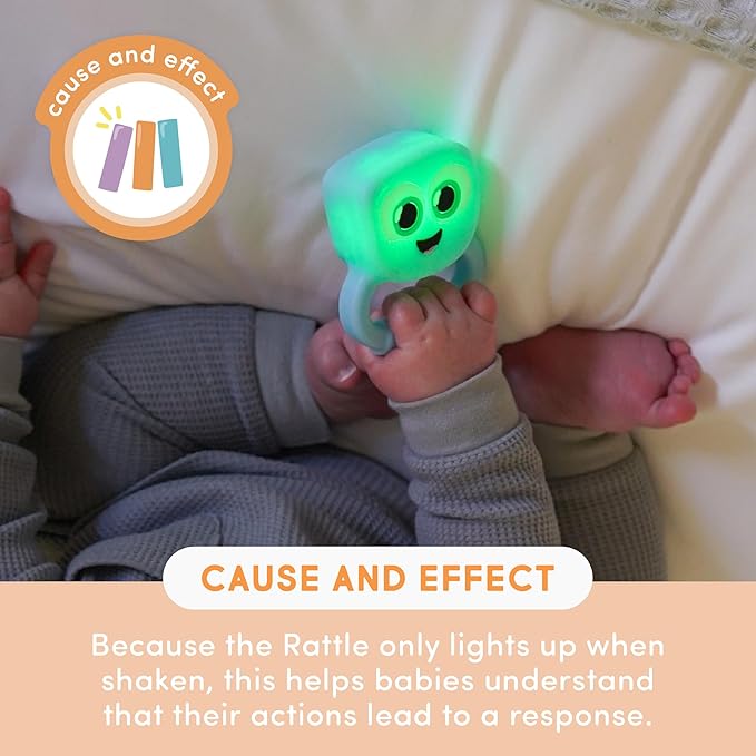 Glo Pals Light-Up Rattle – Sensory Baby Rattle Toy That Glows 7 Fun Colors – Soft Silicone Toy for Babies – Baby Rattle – Blair