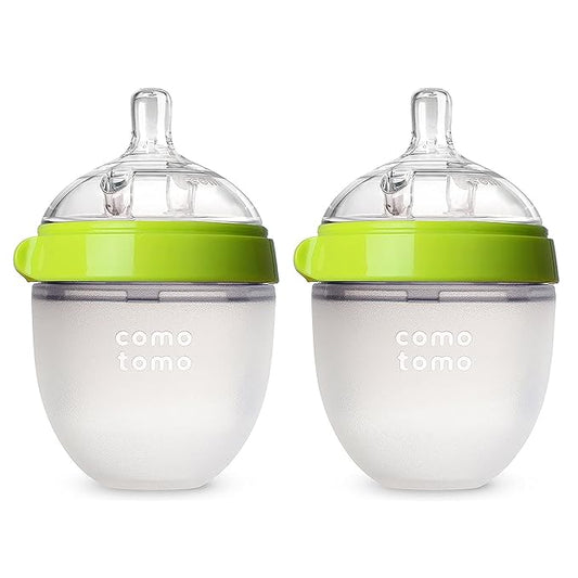 Comotomo Baby Bottle Double Pack, Green, 5oz