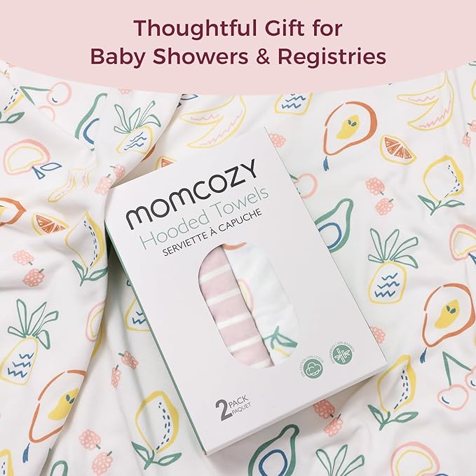 Momcozy Baby Towel with Hooded - Ultra Soft & Absorbent Large Bath Towel Set for Comfort & Gentle on Baby's Skin - Shower Gift & Bath Essential & Baby Registry Search for Newborn,Infant,Toddler,Kids