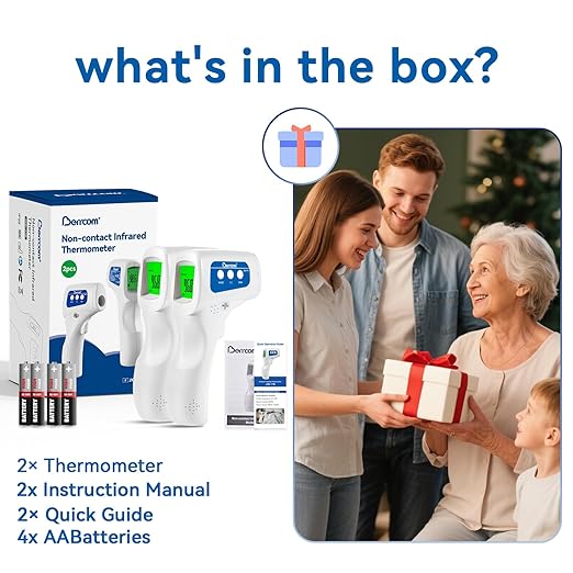 Berrcom 3-in-1 Contactless Infrared Forehead Thermometer for Fever Check | for Babies, Kids & Adults | 2-Pack | Batteries Included | JXB-178 (White)