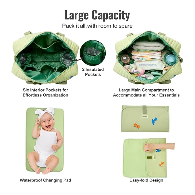 3pc Diaper Bag Tote Set, Hospital Bag for Labor & Delivery, Maternity Travel Bag with Changing Pad & Pacifier Case