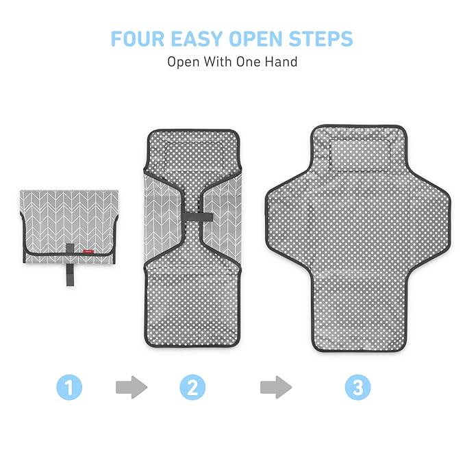 Portable Changing Pad for Baby, Waterproof Travel Changing Pads for Moms, Dads, with Built-in Pillow, Excellent Baby Shower, Registry Gifts