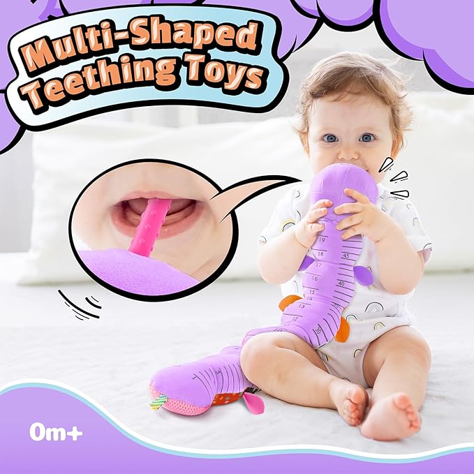 LIGHTDESIRE Baby Toys Musical Caterpillar,Infant Toys Stuffed Animals 3 6 12 Months Sensory Toy with Ruler Design,Crinkle&Ring Bell,Baby Teething Toy for Tummy Time Newborn Boy Girl Gifts (Purple)