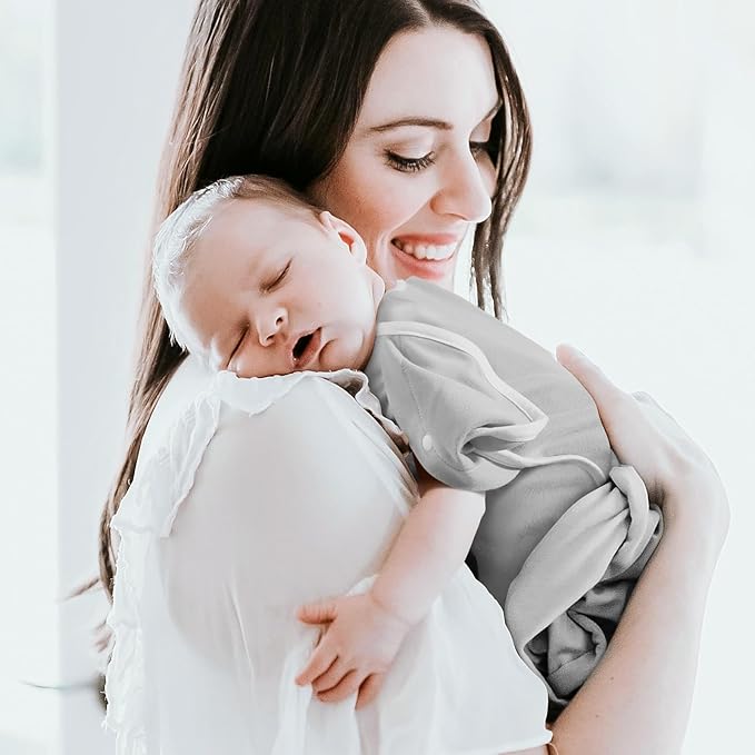 2-Pack Baby Swaddle Sleep Sack 3-6 Months - Arms Up Transitional Swaddles with Removable Cuffs & 2-Way Zipper, Gray Stars Design, Breathable Cotton Newborn Sack