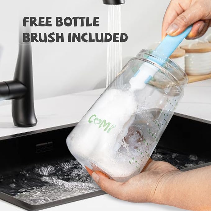 COMI 34oz Breast Milk Pitcher,No Leak Breast Milk Storage Containers for Fridge,Resistant to Heat and Cold,Wide Mouth Breastfeeding Essentials with Sealing Ring,Baby Formula Maker,Pink