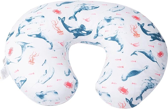 LAT Nursing Pillow for Breastfeeding,100% Cotton Removable Cover,Ergonomic Breast Feeding Pillows for Mom and Baby,Machine Washable (Ocean World)