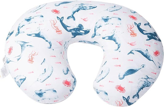LAT Nursing Pillow for Breastfeeding,100% Cotton Removable Cover,Ergonomic Breast Feeding Pillows for Mom and Baby,Machine Washable (Ocean World)