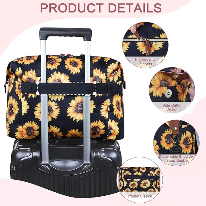 Diaper Bag Tote - Diaper Baby Bags with Pacifier Case, Shoulder Straps, Stroller Clips, Waterproof Large Mommy Bag Maternity Bag Travel Baby Bag for Mom and Dad, Sunflower