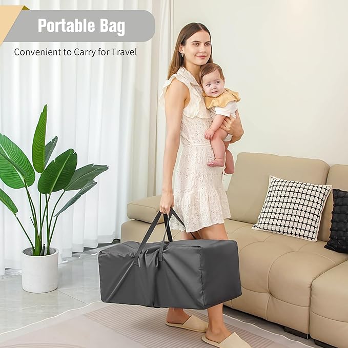 Baby Bassinet 5 in 1 Pack and Play,Baby Crib Adjustable Beside Sleeper One-Second &One-Hand Setup,Portable Playard Foldable Playpen for Newborn,Babies and Toddlers with Changing Table,Mattress (Grey)