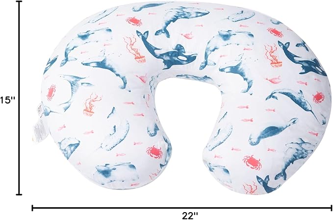 LAT Nursing Pillow for Breastfeeding,100% Cotton Removable Cover,Ergonomic Breast Feeding Pillows for Mom and Baby,Machine Washable (Ocean World)