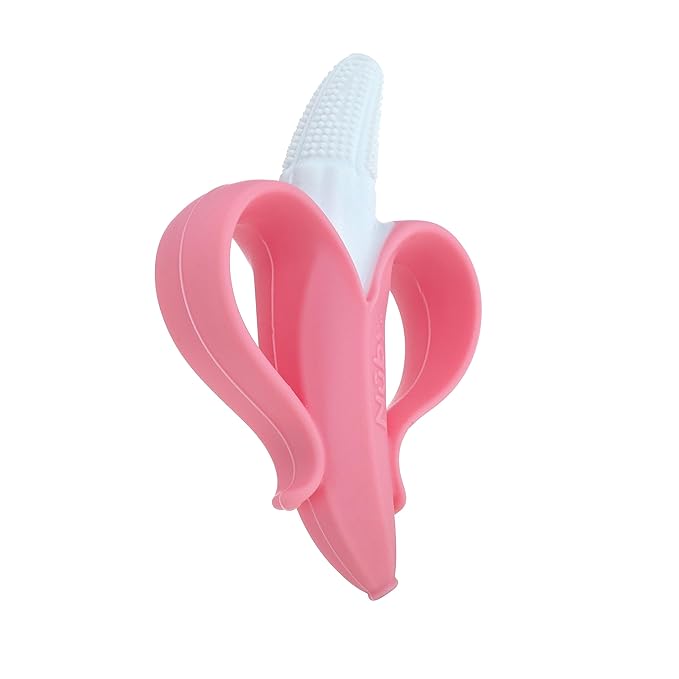 Nuby NanaNubs Banana Massaging Toothbrush - Baby Teething Toy - 3+ Months - Pink (Pack of 12)