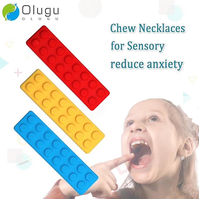 Chew Necklaces for Sensory Kids, Chewy Necklace Bundle for Boys Girls and Adults with Autism, ADHD, SPD, Silicone Chewable Sensory Oral Motor Teether Toys for Biting, Teething Anxiety Needs 7 Pack