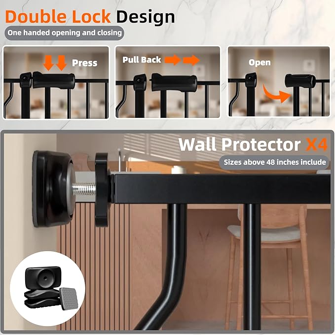 TSAYAWA 62.2"-71.65" Extra Wide Auto Closing Baby Safety Gate for Stairs & Doorways, Pressure Mounted No Drill Pet Gate with Walk-Through Door - Heavy Duty Childproof Gate for Toddlers, Kids, Dogs