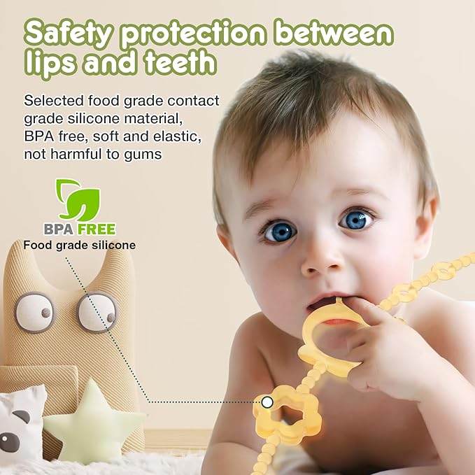 Toy Straps for Baby, 6pcs Adjustable Toy Holder for Stroller Accessories, Silicone Baby Tether Pacifier Clip, No Throw Baby Travel Essential Leash for High Chair, Car Seat, Baby Toy Clips,Cribs