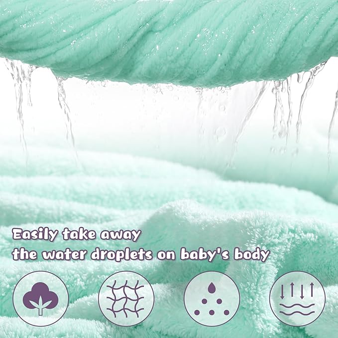 WODHOY Baby Hooded Towel Toddlers, 50 x 32 Inch Large Toddler Towel Hooded Set,2-Pack Thick Animal Bath Towels,Ultra Absorbent for Kids Cozy and Warm-Bath Essential Green Giraffe and Pink Pig