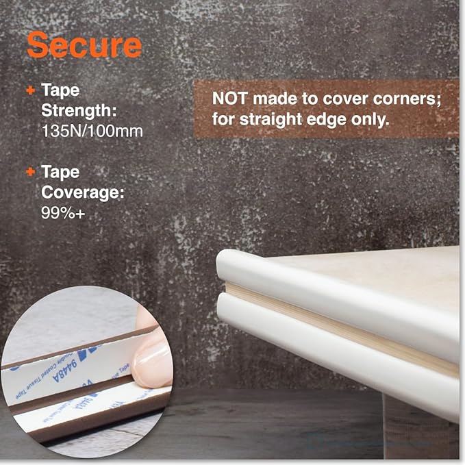 Roving Cove Slim-Fit Edge Protector for Baby Proofing (9ft Small Edge Only), Soft Rubber Foam Furniture Edge Bumper Guard, Desk Edge Cushion, 3M Adhesive, Oyster White (Off White)