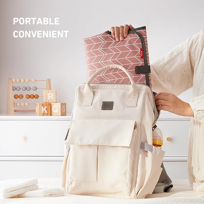 Babebay Waterproof Portable Diaper Changing Pad, Foldable Travel Changing Mat for Baby Girl Boy, Lightweight Travel Changing Station, Boho Geometric Pattern