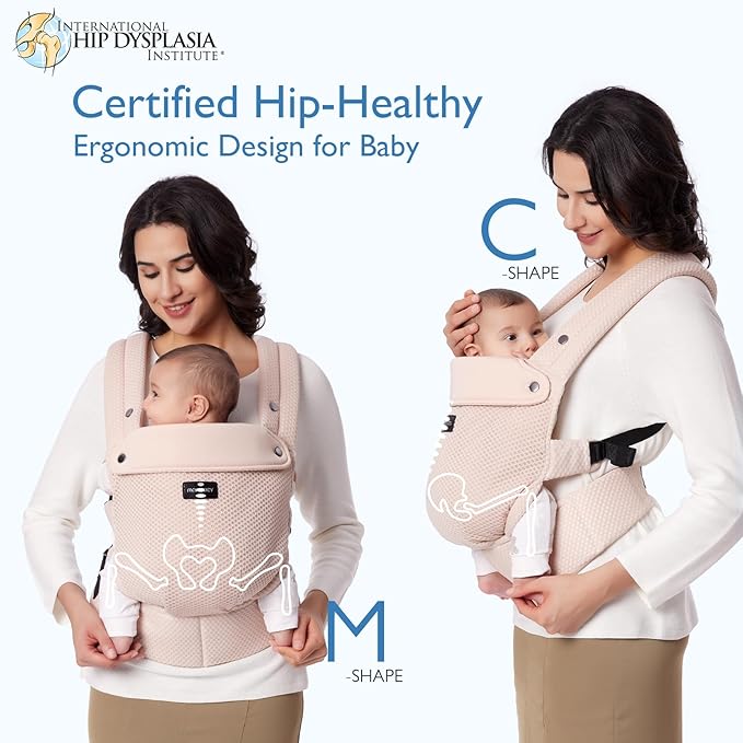 Momcozy Breathable Mesh Baby Carrier, Ergonomic and Lightweight Infant Carrier for 7-45lbs with Enhanced Lumbar Support, All Day Comfort for Hands-Free Parenting, Air Mesh-Pink