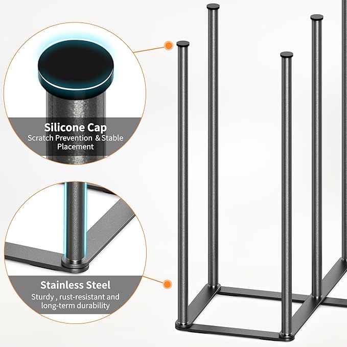 Foldable Bottle Drying Rack, Baby Bottle Drying Rack, Collapsible Cup Draining Holder, Retractable Reusable Storage Bag Dryer with Non-Slip Bottom - Stainless Steels (Starlight Gray)