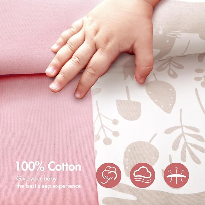 2-Pack Baby Transitional Swaddle Sleep Sack - Arms Up Swaddle 3-6 Months for Baby Girl, Newborn Sleep Sack with Cuff Removable & 2-Way Zipper Design, Pink Bunny
