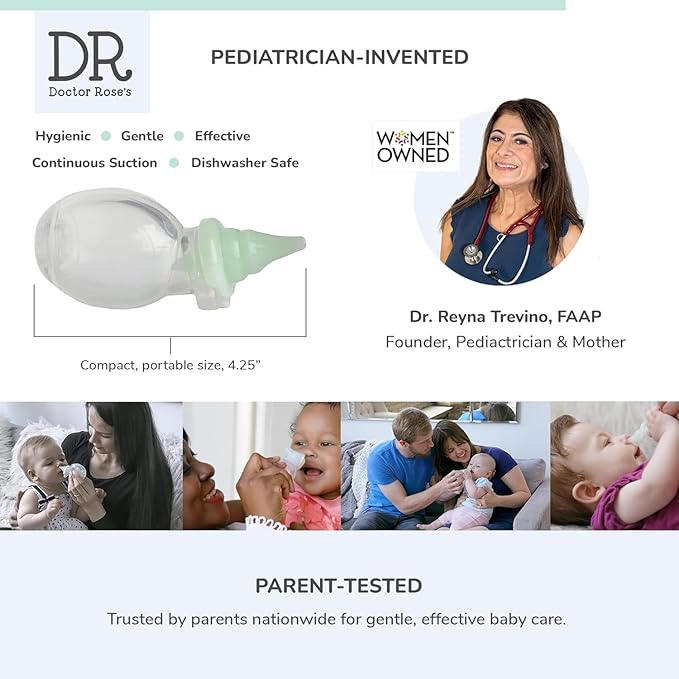 Dr. Rose's Nasal Aspirator for Baby | Pediatrician Patented Dual-Suction Nose Cleaner for Baby (Pack of 2, 2, Count)