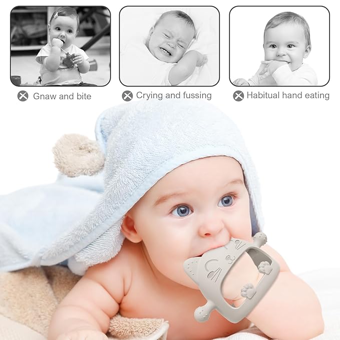 3 Pack Silicone Baby Teether Toys for 0-6 Months - Never Drop Chew Toys for Teething Relief, Pacifiers - Ideal Baby Shower Gifts