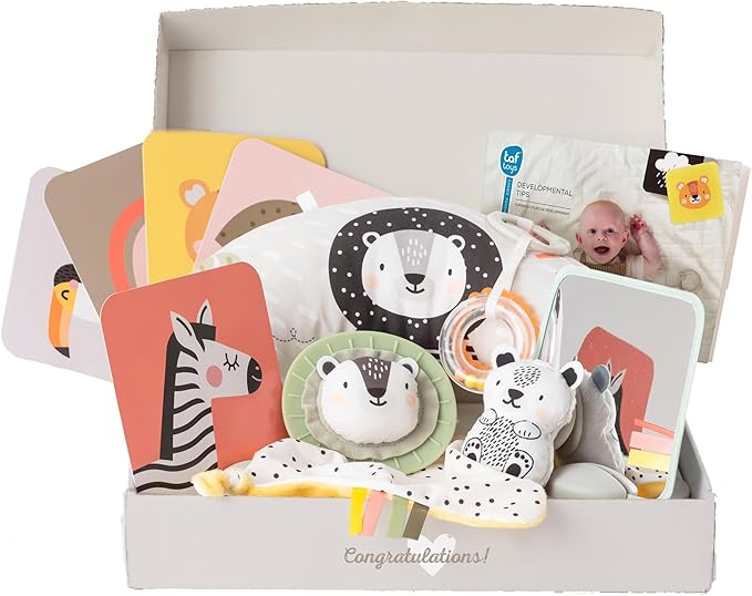 Taf Toys Newborn Developmental Toy Kit, Perfect for Boys and Girls, Includes 12 Essential Boy and Girl Toys for Learning and Stimulation, Ideal New Baby Gift Basket
