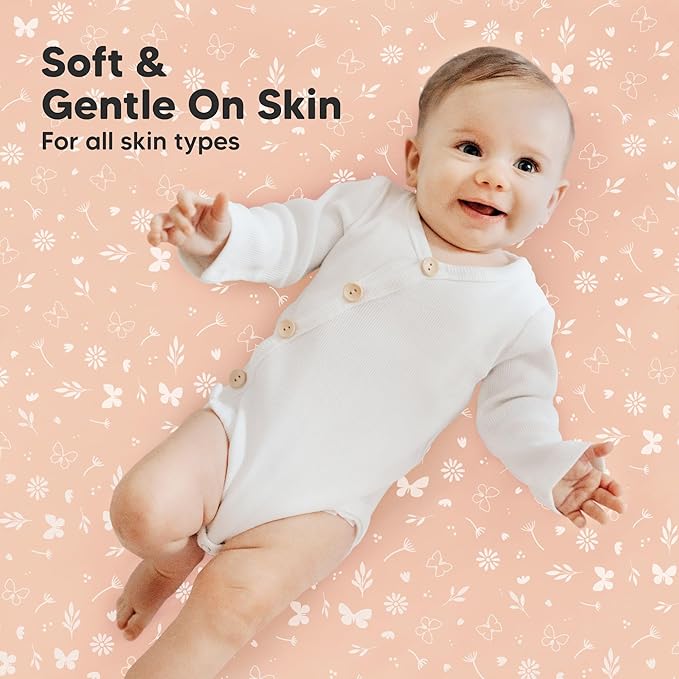 2-Pack Mini Crib Sheets Fitted - 38x26 Pack N Play Sheets for Pack and Play Mattress, Organic Cotton, Soft & Breathable Playard Bedding, Neutral Mini Toddler Bed Cover for Boys, Girls (Butterflies)