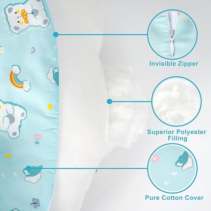 AMASKY Nursing Pillow, Plus Size Ergonomic Design, Breastfeeding Pillows Support for Mom and Baby, Removable Cotton Cover, Machine Washable, Ice Blue，Pallet of Product