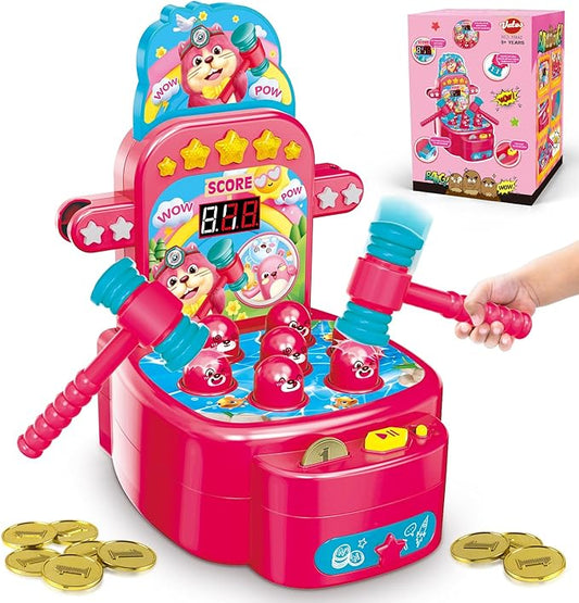 VATOS Hammer Game, Mini Electronic Arcade Game with 2 Hammers, Pounding Toys Toddler Toys for 3 4 5 6 7 8 Years Old Boys Girls, Developmental Toy Interactive Toy