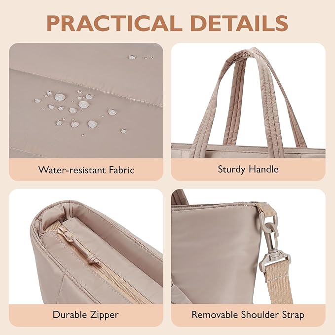 mommore Diaper Bag Tote with Stroller Organizer Puffer Bag Large Capacity Baby Bag with Changing Pad for Travel, Hospital