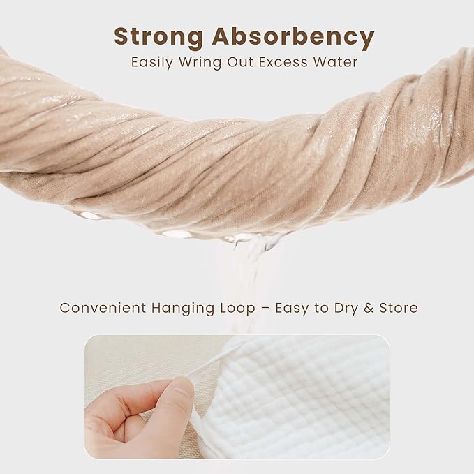 Konssy 2-Pack Muslin Hooded Baby Towels, 100% Cotton, Ultra-Soft & Absorbent Baby Bath Towels with Hood for Newborn & Infant (Cream, Blossom,32" x 32")