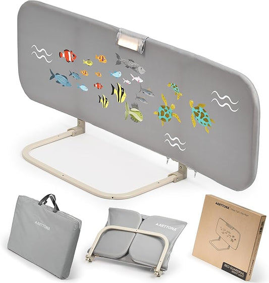 ARTTONA Toddler Bed Rail with Night Light - Foldable Bed Side Rails - Fits for Most Beds Bed Rails for Full Size Bed, Queen Size Rails, Twin Rails - Portable Fence for Baby - 48inch