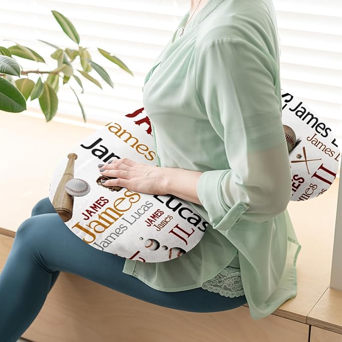 Rucekia Baby Nursing Pillow Cover - Personalized Name Baseballs Design Breastfeeding U-Shaped for Bottle Feeding, Ultra Soft Comfortable Breastfeeding Pillow Cover for Infant Baby Boys and Girls