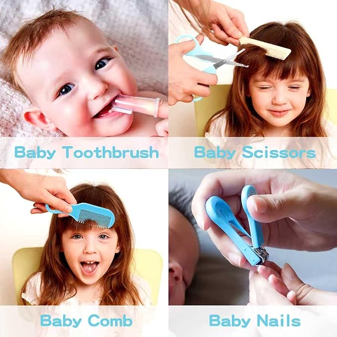 Baby Grooming Kit, Infant Safety Care Set with Hair Brush Comb Nail Clipper Nasal Aspirator Ear Cleaner,Baby Essentials Kit for Newborn Girls Boys