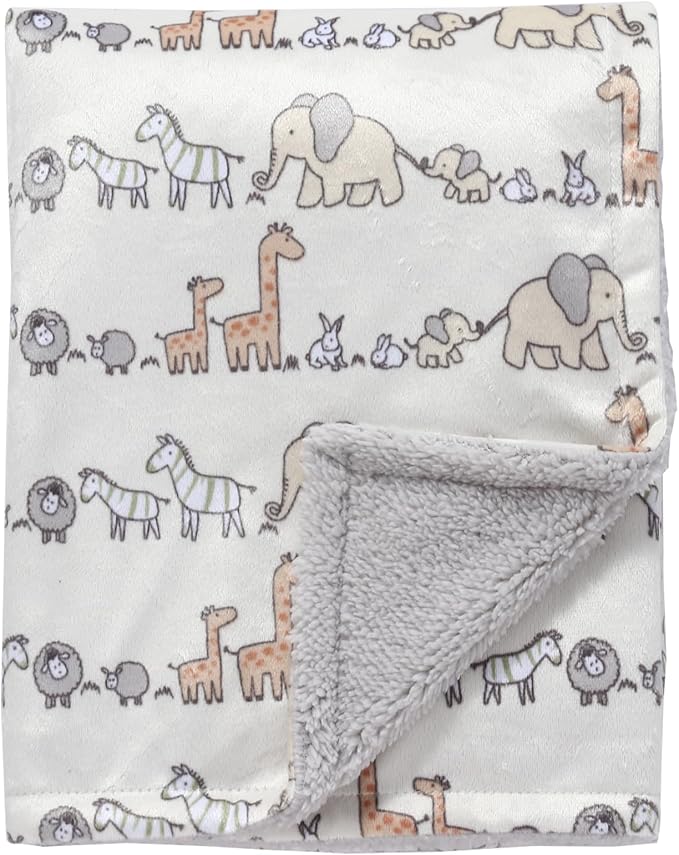 CREVENT Baby Welcome Gift Set Storage Basket with 2 Blankets+ 1 Security Blanket + 1 Taggie + 1 Gift Bag with Ribbon (Ivory)