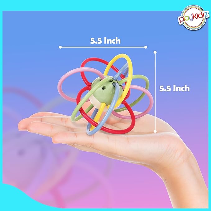 Rattle & Sensory Teether Toys for Babies, Multicolour Soft Teething Tube, Easy to Clean, Developmental Baby Toys 0-6 Months
