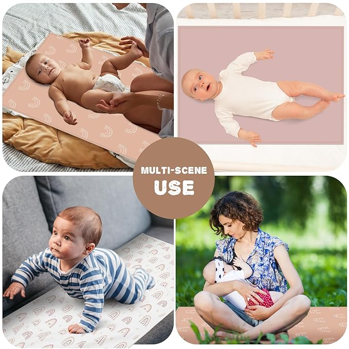 Geelin 3 Pcs PU Baby Diaper Changing Pad Liner 20 x 28 Inch Foldable Portable Waterproof Changing Pads Mat for Toddler Baby Newborns Travel Seating Lie Bed Gifts Supplies