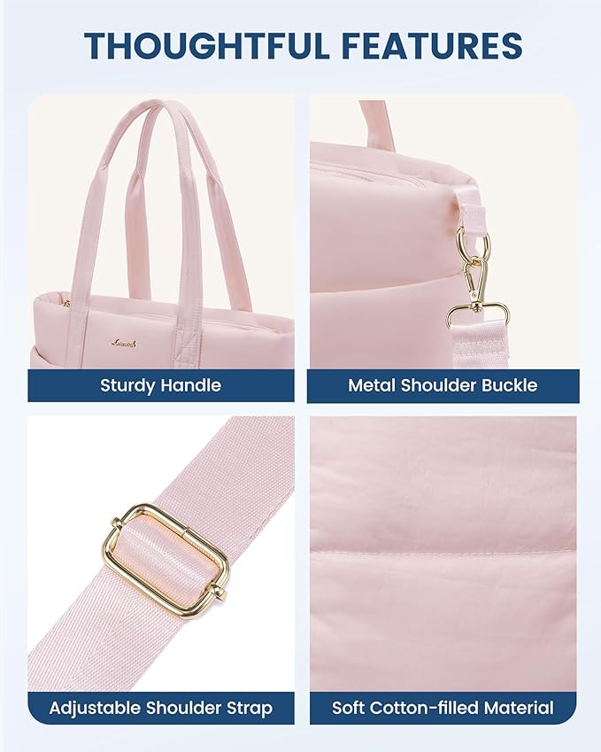 LOVEVOOK Diaper Bag Tote, 15.6inch Puffer Baby Diaper Bag Waterproof Travel Diaper Tote with Changing Pad Pacifier Case