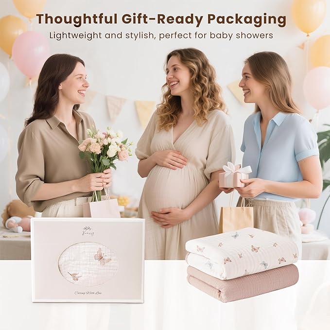 Konssy 2 Pack Waterproof Muslin Cotton Portable Changing Pad 30"x 17", Soft & Foldable Baby Changing Mat Travel Pad with Terry Backing, Shower Gift for Newborn Girls Boys (Taupe,Butterfly Dreams)