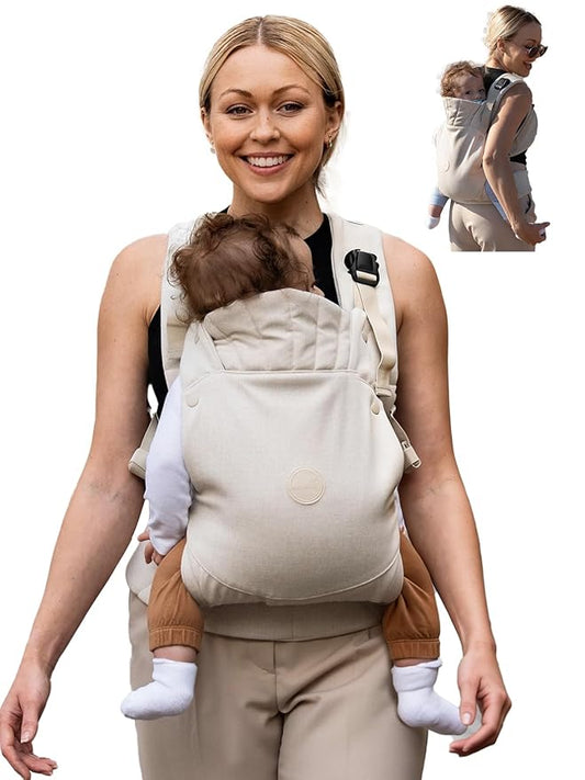 GROWNSY Baby Carrier, One-Click Release Clasp for Easy to Wear, Cozy Wraps Carrier Newborn to Toddler with Head Support(7-44lbs), Ergonomic & Lightweight for Infant to Toddler, Cream