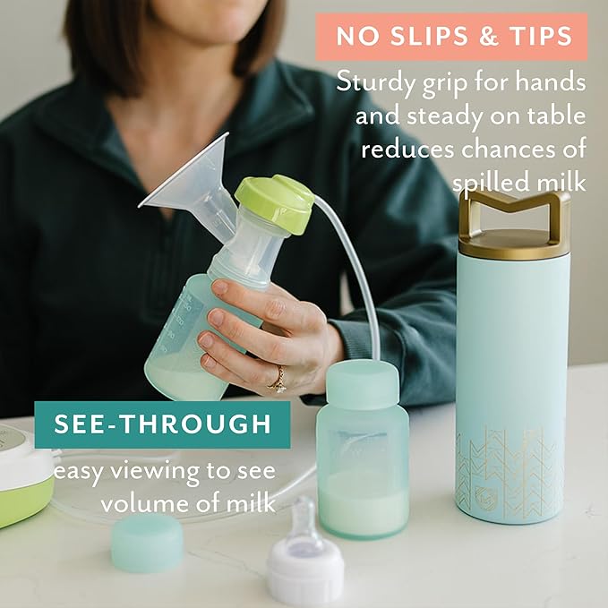 Mila's Keeper Premium Silicone Breast Milk Storage Bottles, for Pumping, Storing and Feeding, Fits Leading Pumps and Nipples, 6 oz Silicone Milk Storage Containers, Wide Neck Multi-Color, Set of 3